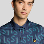 Lyle & Scott LS Monogram bercetak Polo Polo - Ryder Blue