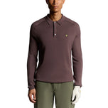 Lyle & Scott Langarm-Strick-Golf-Poloshirt – Beere