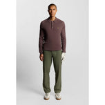 Lyle & Scott Langarm-Strick-Golf-Poloshirt – Beere