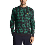 Lyle & Scott Monogram Knitted Golf Crew Neck - Madilim na Navy