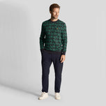 Lyle & Scott Monogram Knitted Golf Crew Neck - Madilim na Navy