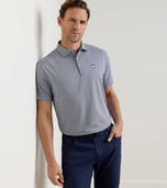 Peter Millar 纯色性能长袖平纹针织高尔夫 Polo 衫 - 海军蓝