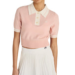 Malbon 女式 Mikayla 針織高爾夫 Polo 衫 - 灰玫瑰色