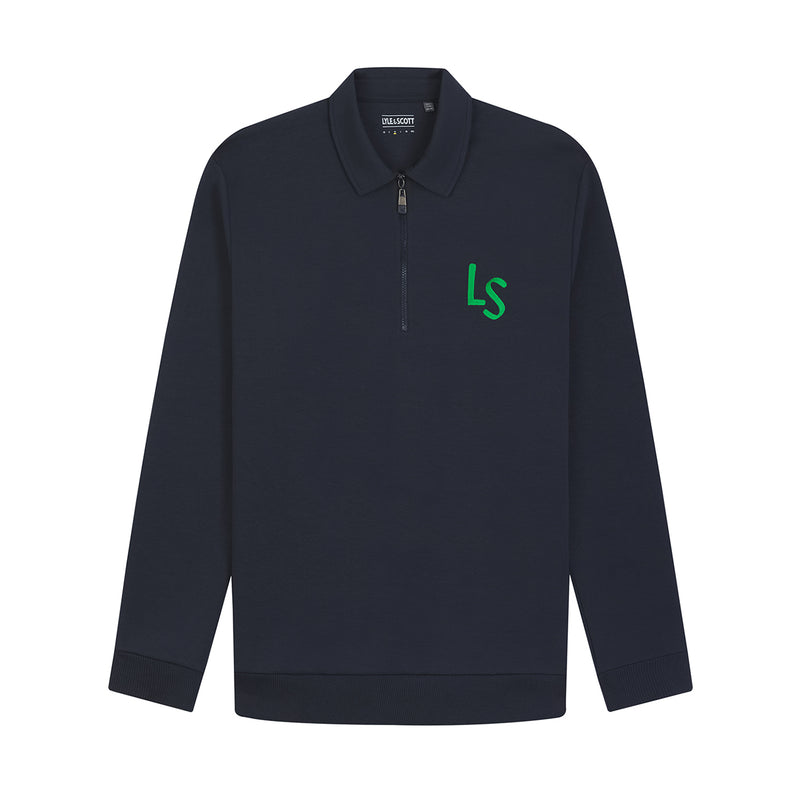 Lyle & Scott LS Logo Quarter Zip Golf Sweatshirt - Dark Navy