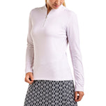 Nivo 女式 Leda 長袖小高領高爾夫襯衫 - 白色