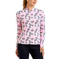 Nivo Lolita golfshirt met lange mouwen en mock-hals voor dames - roze/marineblauw