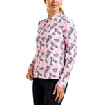 Nivo Lolita golfshirt met lange mouwen en mock-hals voor dames - roze/marineblauw