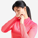 Nivo dames lolita uv lange mouw mock nek golfshirt - kersen