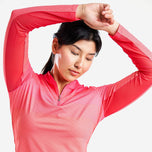 Nivo dames lolita uv lange mouw mock nek golfshirt - kersen