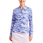 Nivo dames lolita uv lange mouw mock nek golfshirt - cobalt