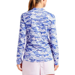 Nivo dames lolita uv lange mouw mock nek golfshirt - cobalt