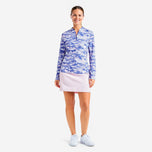 Nivo dames lolita uv lange mouw mock nek golfshirt - cobalt