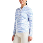 Nivo women lolita uv long sleeve mock leeg golf shirt - banayad na asul