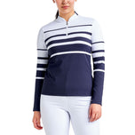 Nivo Women's Lolita Uv Long Sleeve Mock Neck Golf Shirt - Puti/Navy