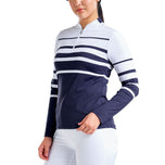 Nivo Women's Lolita Uv Long Sleeve Mock Neck Golf Shirt - Puti/Navy