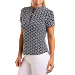 Nivo Lynda Mock Neck Golfshirt für Damen – Marineblau/Weiß