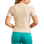 Nivo 女式 Nyla V 领针织高尔夫 Polo 衫 - 奶油色