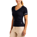 Baju Polo Golf Nyla V-Neck Berkait Nivo Wanita - Tentera Laut