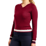 Nivo Sofia Golfpullover mit V-Ausschnitt für Damen – Kirsche