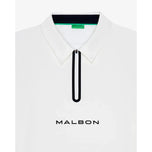 Polo de golf Malbon Performance Zip Raglan - Blanc