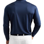 Peter Millar Solid Performance Jersey Long Sleve Golf Polo Shirt - Navy