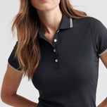 Peter Millar Women's Canterbury Tipped Sport Mesh Golf Polo Shirt - Black/Ivory