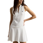 RLX Ralph Lauren 女款 Active Cable 1/4 拉鍊無袖高爾夫 Polo 衫 - 陶瓷白
