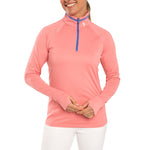 RLX Ralph Lauren Women's Jersey Quarter Zip Golf Pullover - Dolce Pink/Scottsdale Blue