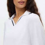 Rohnisch Women's Swing Knitted Long Sleeve Golf Polo Shirt - White/Navy