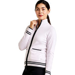 Nivo Cardigan de golf tricoté à fermeture éclair complète Scarlet pour femmes - Blanc