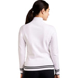 Nivo Cardigan de golf tricoté à fermeture éclair complète Scarlet pour femmes - Blanc