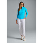 Baju leher Zip Zip Zip Zip Lengan Pepejal Ibkul - Turquoise