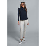 Ibkul Women Solid Long Sleeve Zip Mock Neck Shirt - Itim