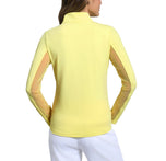 IBKUL Women's Solid Long Sleeve Zip Mock Neck Shirt - Butter
