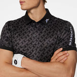 J.Lindeberg TOCH Tech Fit Print Golf Polo Polo - Tour Geo Tonal Black