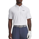 Baju Polo Golf Cetakan Di Bawah Armor Playoff 3 - Putih/Kelabu
