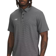 Under Armour 플레이오프 스트라이프 골프 폴로 셔츠 - 미드나잇 네이비/화이트
