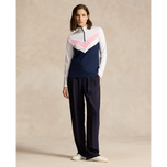 Rlx Ralph Lauren Women's Power Stretch 1/4 Zip Pull Over - Navy française / blanc / rose