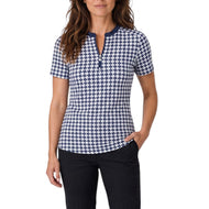 Nivo Dames Lynda Mock Neck Golfshirt - Marine/Wit