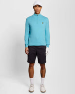 Lyle & Scott gestrickter Golfpullover mit Viertelreißverschluss – Aquamarinblau