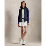 RLX Ralph Lauren Wanita Hibrid Hibrid Hibrid Full -Zip Jaket - Tentera Laut Polka Dot