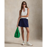 RLX Ralph Lauren Wanita Lawatan Pique Lengan Tanpa Lengan Polo - Putih/Langit Merah