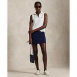 RLX Ralph Lauren 女款剪裁 V 領無袖高爾夫 Polo 衫 - 陶瓷白