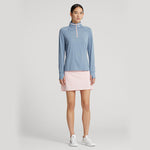 RLX Ralph Lauren Women's Jersey Quarter Zip Golf Pullover - Channel Blue/Pink Sand