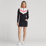 Rlx Ralph Lauren Femme's Power Stretch 1/4 Zip Pull Over - Polo Black / Desert Rose Multi