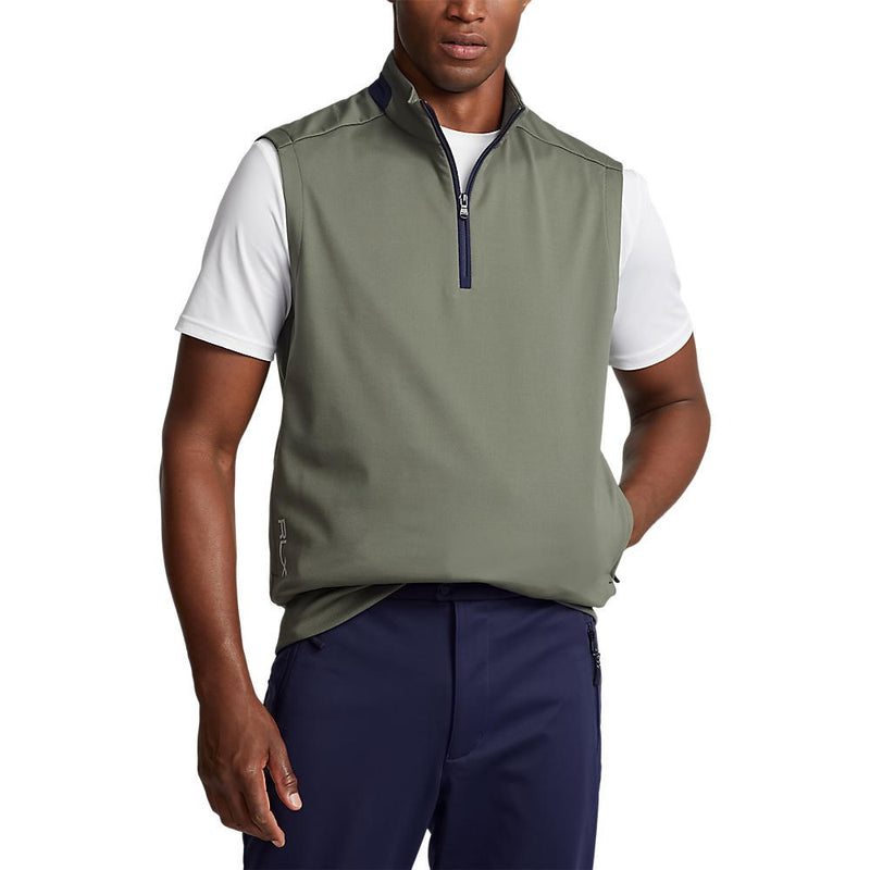 RLX Ralph Lauren Stretch Jersey 1/4 Zip Golf Vest - Fossil Green