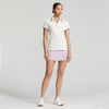 RLX Ralph Lauren Women's Tour Pique Golf Polo Shirt - Chic Cream/Light Mauve/Harvard Wine