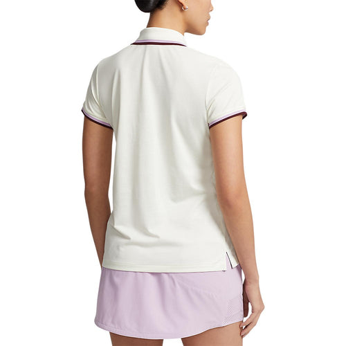 RLX Ralph Lauren Women's Tour Pique Golf Polo Shirt - Chic Cream/Light Mauve/Harvard Wine