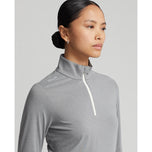 Rlx Ralph Lauren Jersey Stretch Women's Stretch 1/4 Zip Golf Pullover - Steel Heather / Chic Cream