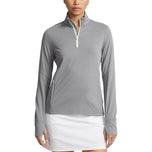 Rlx Ralph Lauren Jersey Stretch Women's Stretch 1/4 Zip Golf Pullover - Steel Heather / Chic Cream